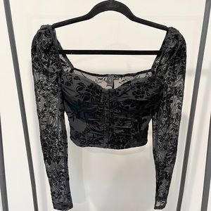 Women’s Velvet Mesh Floral Bustier - Major Luxe Flocked Velvet Bustier - Windsor